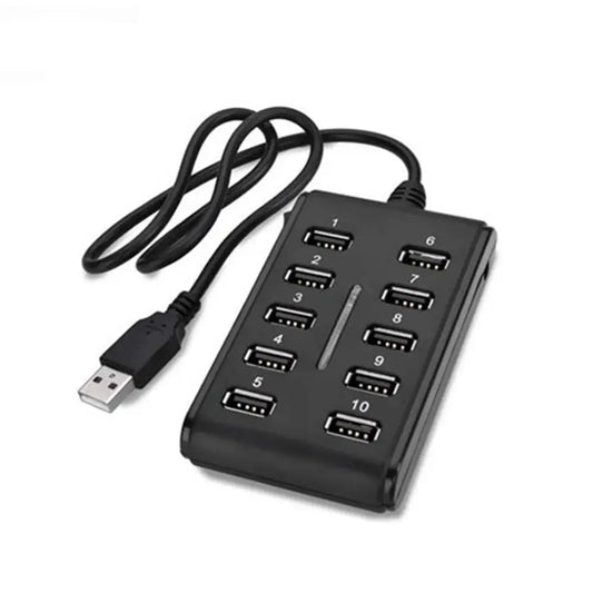 10-in-1 USB Hub 10 Ports 5v 500mA 480Mbps Usb2.0 Splitter Portable Adapter For Laptop Macbook Accessories Interface Equipment